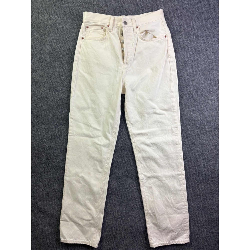 Denim Forum Joni‎ High Rise Loose Jeans Womens 28 Cream Off White Button Fly 30L